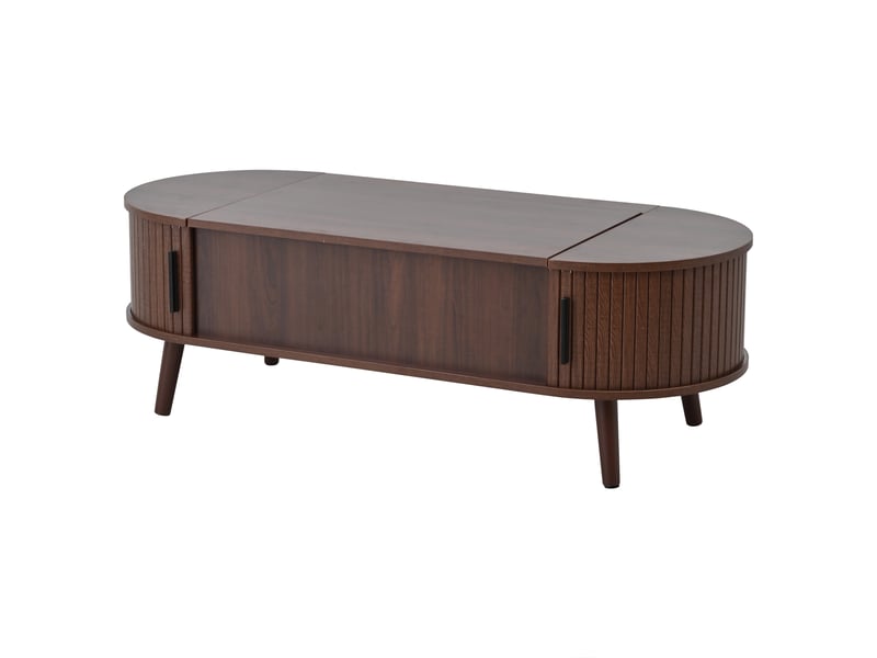  Table basse relevable couleur noyer, 120 x 50 cm, avec rangement caché  - Conforama C