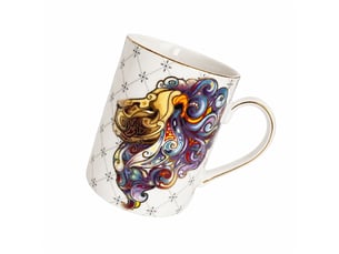 Mug à motif quadrillé et lion, 350 ml