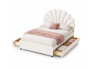 Lit avec rangement 140x200 cm HAVRYA   coloris beige