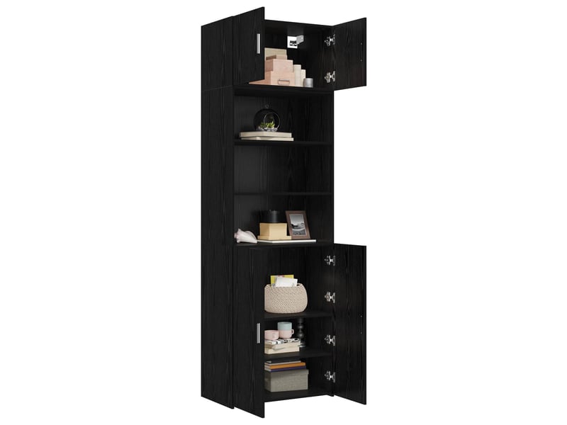  Buffet - cabinet de rangement avec étagères chêne noir bois d'ingénierie  - Conforama C