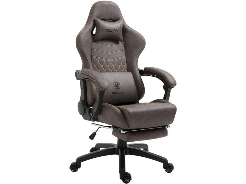  Fauteuil gaming et de bureau – similicuir pu – massage – repose-pieds – dossier inclinable jusqu’à 170° – charge maximale 200 kg – marron  - Conforama A