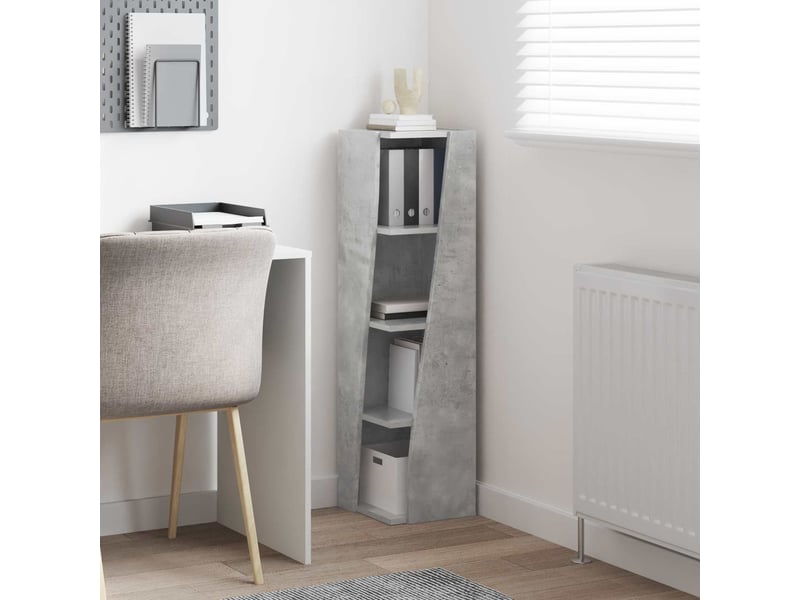  Meuble d'angle, meuble de rangement salon 27,5x27x102cm bois d'ingénierie gris béton  - Conforama D