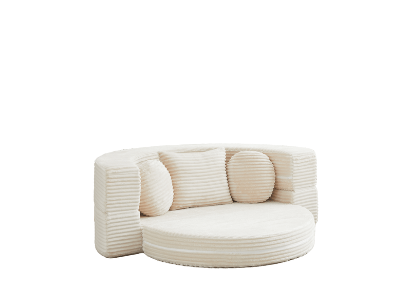  Canapé convertible 4 en 1 compressé, 180x92x84 cm en mousse confort et velours côtelé couleur beige, simple  - Conforama A