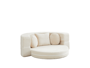 Canapé convertible 4 en 1 compressé, 180x92x84 cm en mousse confort et velours côtelé couleur beige, simple