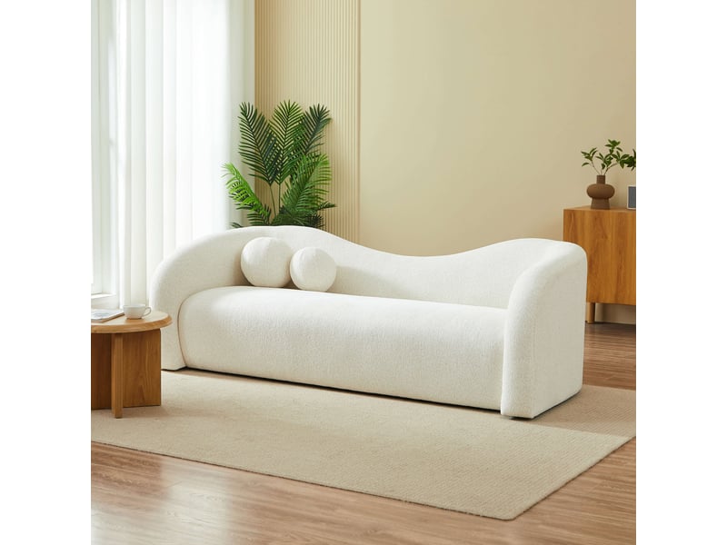 Canapé droit fixe bacala 3 places tissu chenille beige  - Conforama B