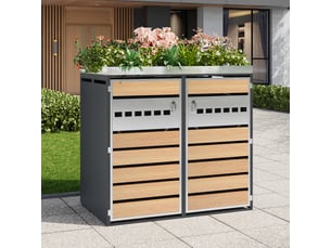 Placard à poubelles avec jardinière - verrouillable - deux portes - surface de plantation - ventilation optimale
