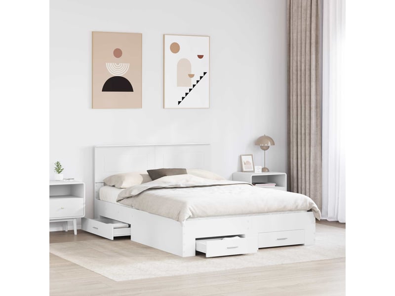  Lit double- lit adulte -  cadre de lit avec tiroir blanc 160 x 200 cm bois d'ingénierie  - Conforama B