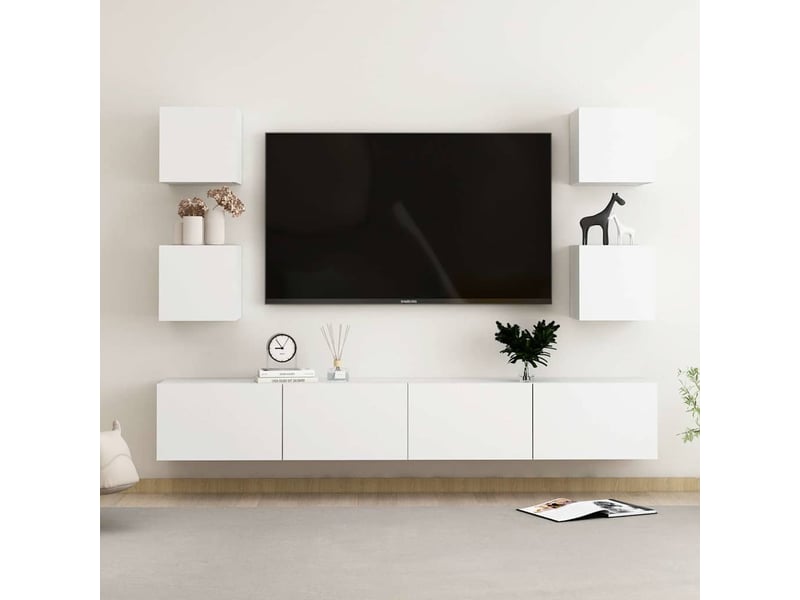  Ensemble de meubles tv 6 pcs blanc bois d'ingénierie shl38054  - Conforama B
