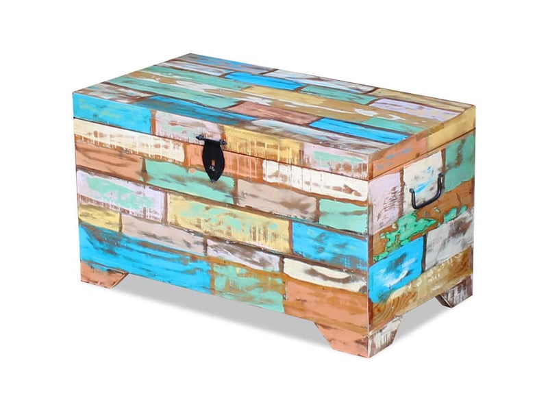  Coffre de rangement, boîte de rangement de rangement bois de récupération massif shl39725  - Conforama C
