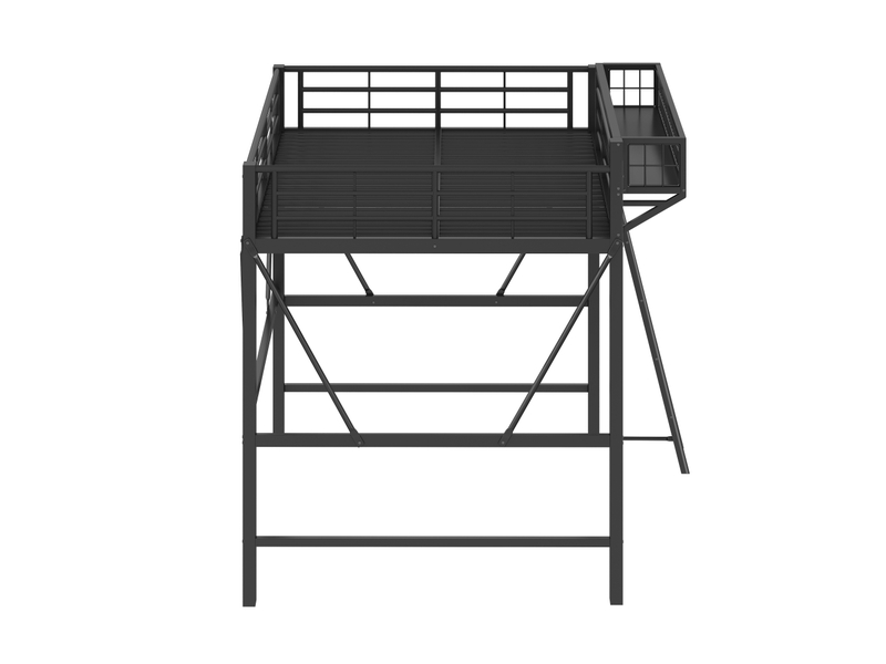 Lit mezzanine enfant 140x200 cm avec panier de rangement et led, lit surélevé en métal gain de place pour chambre, noir OPULERANE TRADING LTD - Conforama E