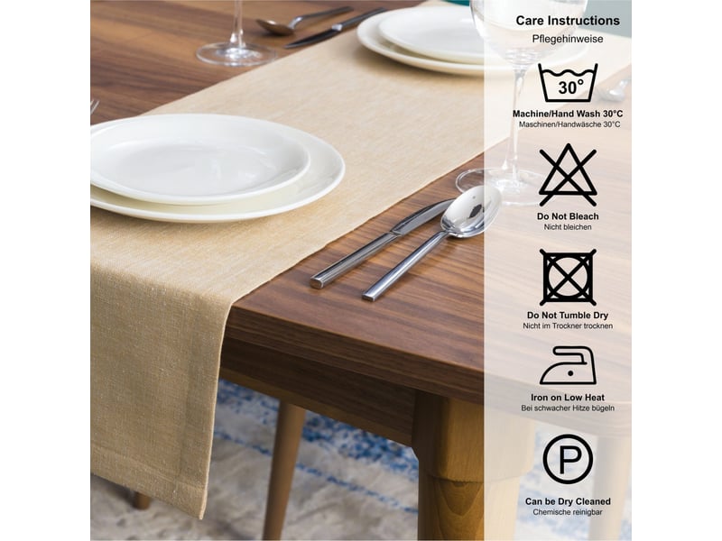  Chemin de table élégant - 30x140 cm - effet lin déperlant et imperméable - beige  - Conforama D