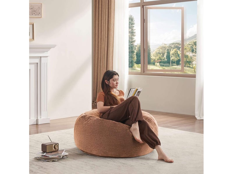  Fauteuil poire modenvie pliable 90 x 90 x 50 cm en mousse marron  - Conforama D