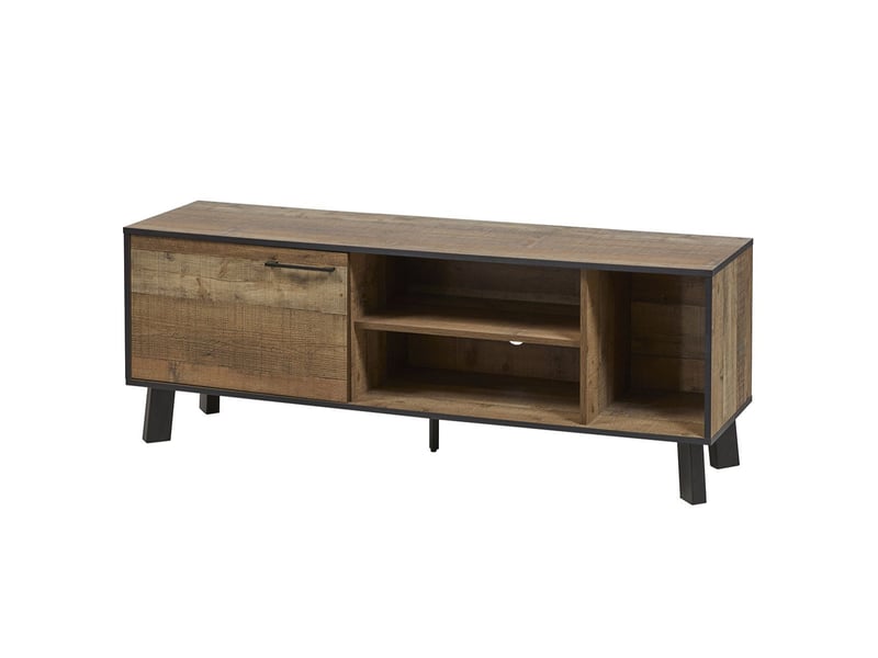  Meuble tv 1 porte aspect bois rustique poignées et pieds métal - chiara CHIARA - Conforama A