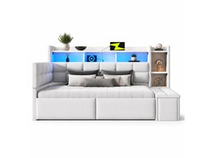 Lit banquette 90x190 cm <strong>HAVRYA</strong>  <strong></strong> coloris blanc