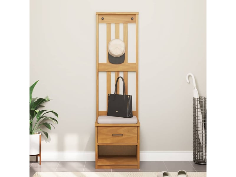  Porte manteau couloir sandnes 45x40x159,5 cm bois massif pin shl92603  - Conforama C