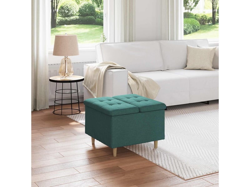  Ottoman, repose pied salon avec rangement vert foncé 60x60x45 cm tissu  - Conforama B