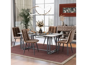 Lot de 4 chaises de salle à manger marron design avec dossier assise velours piètement métal