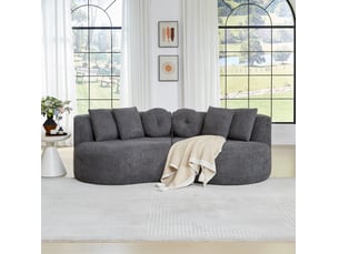 Canapé modulable 3 places modenvie en chenille gris anthracite avec 6 coussins