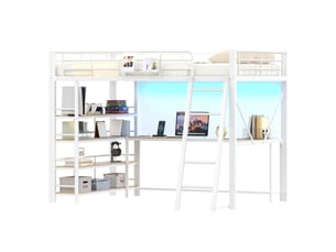 Lit mezzanine 140x200 cm <strong></strong> <strong>evarich</strong> coloris blanc