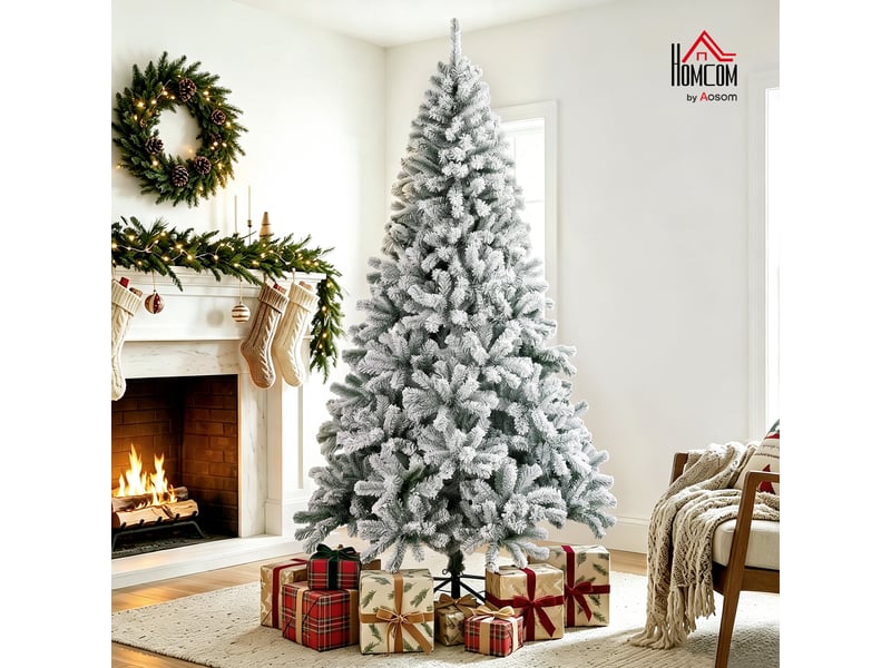  Sapin de noël enneigé de 220 cm avec 1000 pointes en pvc ignifugé  - Conforama D