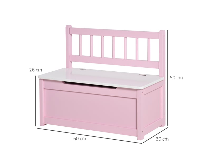  Coffre à jouet enfant banc de rangement enfant couvercle rabattable et charnières de sécurité 60 x 30 x 50 cm rose  - Conforama C