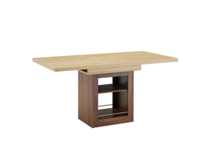Table à manger extensible, table extensible 130-160x80 cm, table repas 2 à 6 personnes, rangement, mdf, naturel et noyer