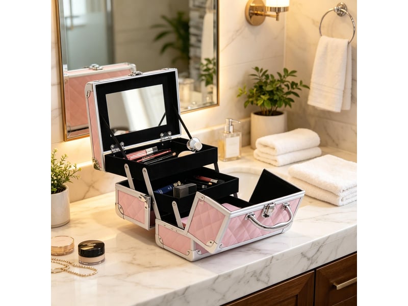 Mallette de maquillage pratique avec rangement, valise cosmétique portable  - Conforama B