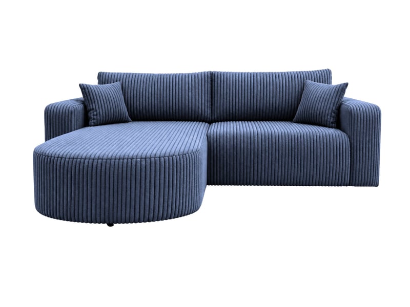 Emma - canapé d'angle convertible gros velours côtelé 4 places bleu - Conforama A