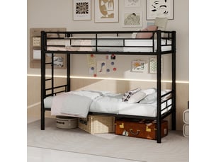 Lit superposé 90x190 cm <strong>WISHDOR</strong> <strong></strong> coloris noir