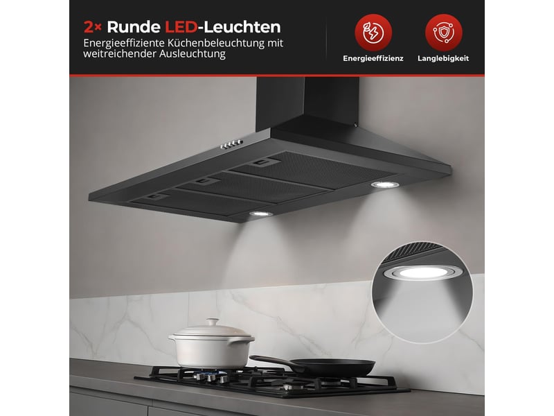  Hotte aspirante murale 90 cm, évacuation et recyclage, débit d’air 450 m³h, 3 vitesses, éclairage led, finition inox argentée  - Conforama E