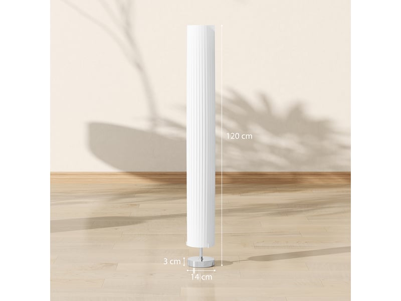  Lampe lampadaire colonne sur pied moderne lumière tamisée 40 w 14l x 14l x 120h cm blanc inox  - Conforama C