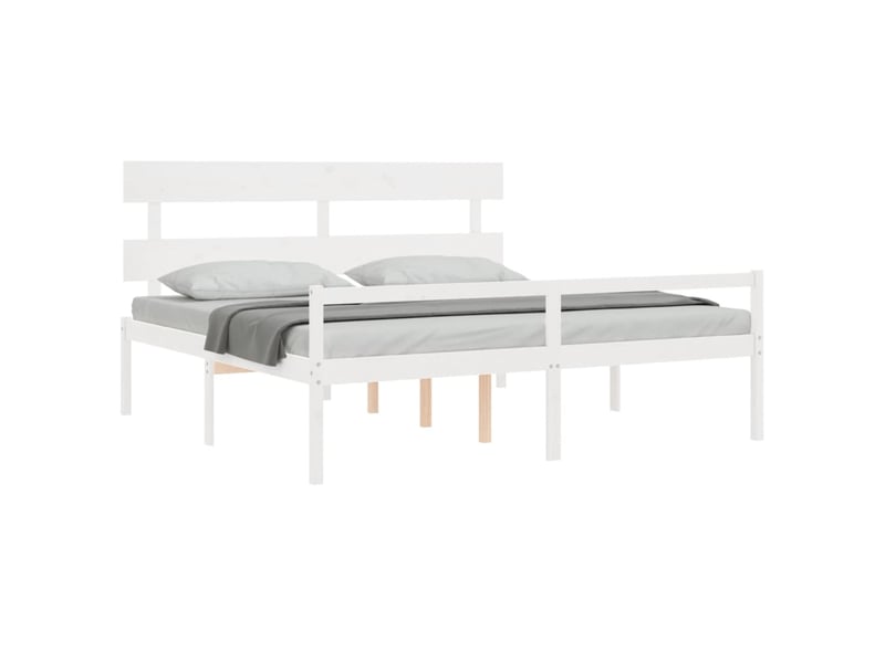  Lit double- lit adulte -  lit pour personne âgée sans matelas blanc 200x200cm bois massif  - Conforama C