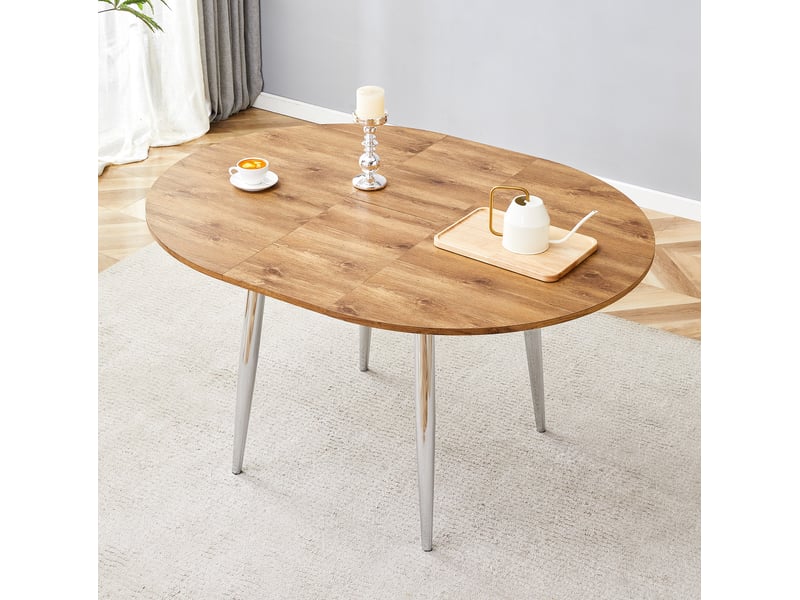  Table de salle à manger extensible ovale avec plateau arrondi et pieds métalliques antidérapants, 137 × 107 × 75 cm  - Conforama B