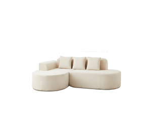 Canapé d'angle, canapé modulable, 220 cm, en velours tricoté, forme incurvée, pour intérieur, design moderne