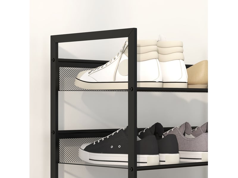  Étagère à chaussures tcqpz 5 niveaux haute et étroite 72 x 30 x 102 cm en acier noir  - Conforama E