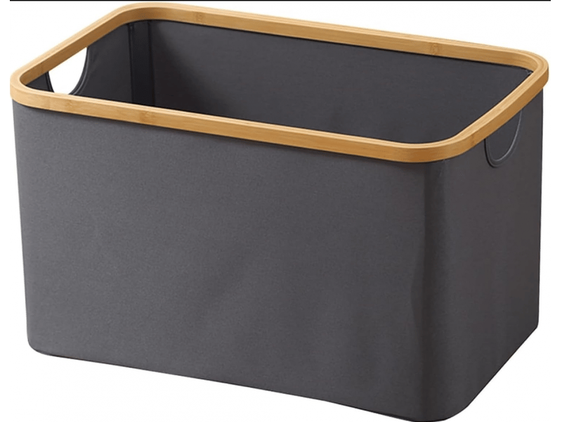  Panier à linge pliable en bambou, bacs de rangement, pour chambre et salle de bain (gris, 45 x 30 x 24 cm)  - Conforama A