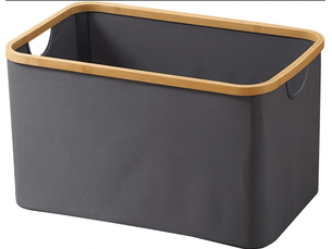 Panier à linge pliable en bambou, bacs de rangement, pour chambre et salle de bain (gris, 45 x 30 x 24 cm)