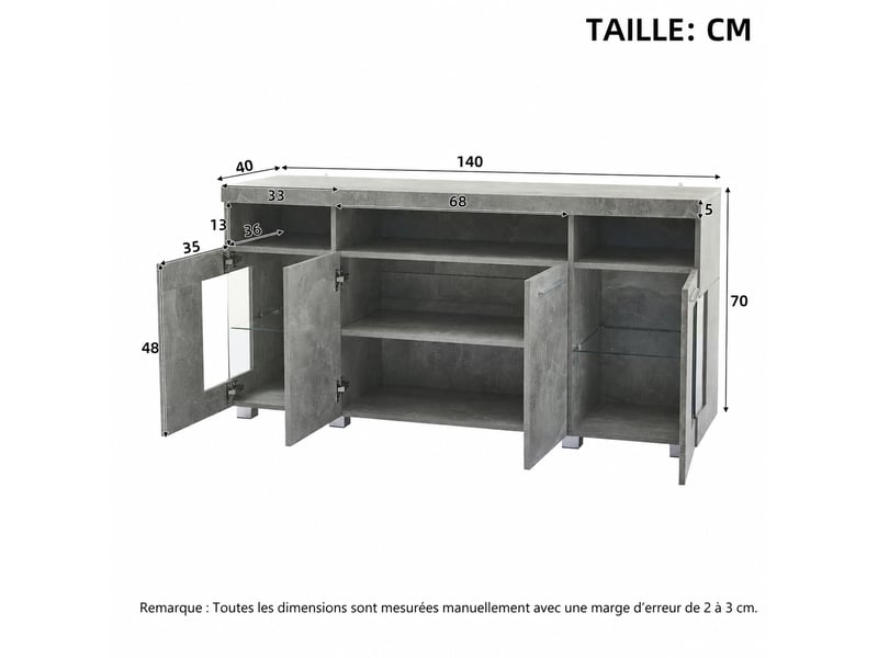 Ensemble meuble tv blanc avec table basse, meuble tv blanc brillant avec led bluetooth, meuble tv de 181 cm pour téléviseur jusqu'à 80 pouces - Conforama B