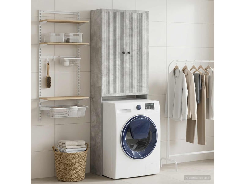  Armoire de toilette, meuble de toilette ede gris béton 66x25.5x190 cm  - Conforama C