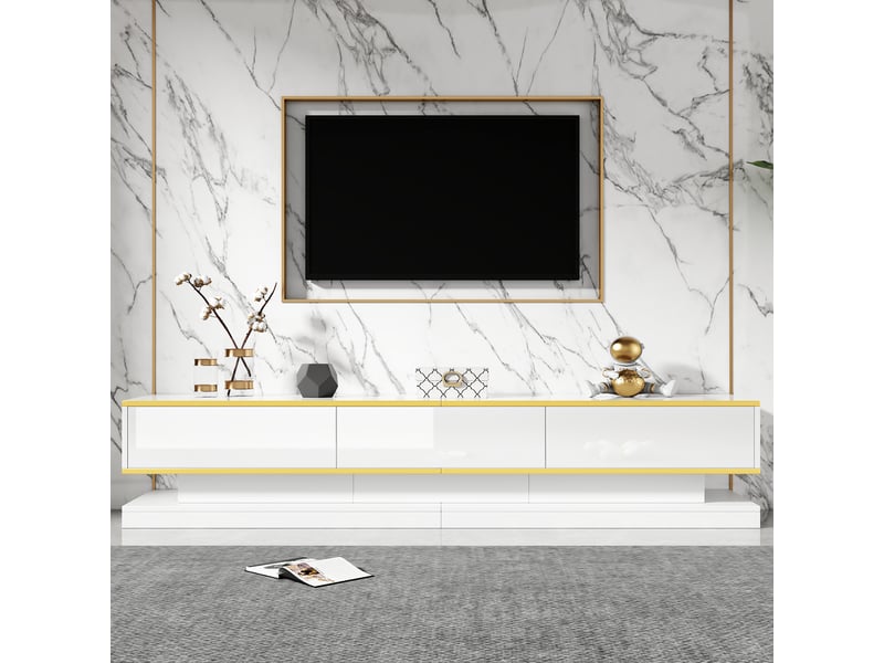  Meuble tv blanc 200 cm panneau de particules meuble tv blanc - Conforama B