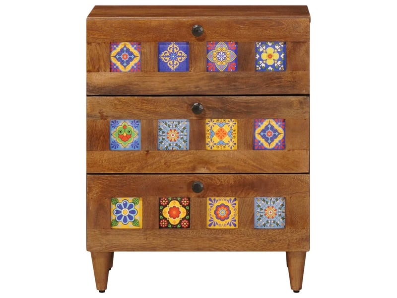 Table de chevet - cabinet de chevet - table de nuit marron 50 x 33 x 62 cm bois de mangue massif - Conforama C