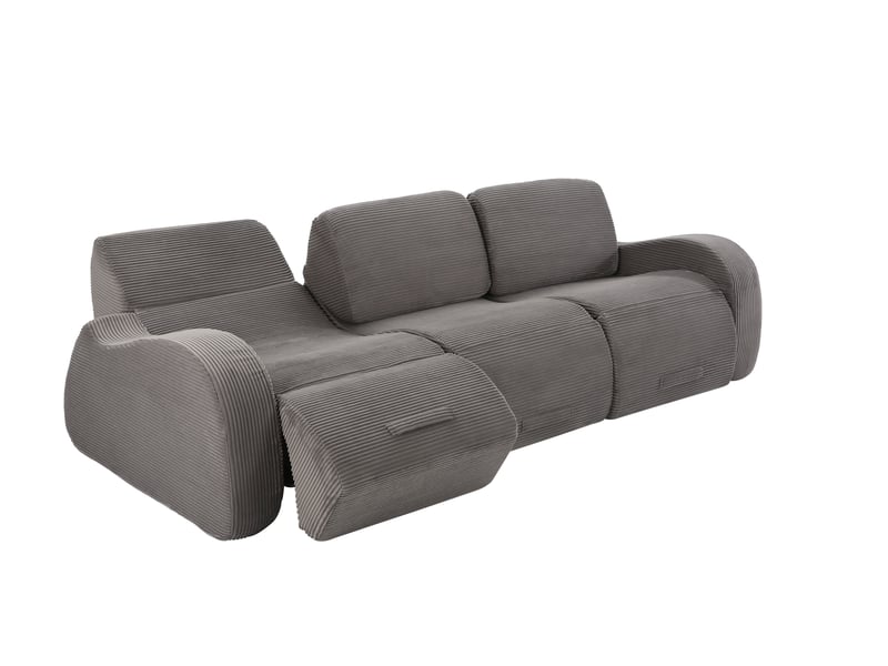  Canapé modulable 3 places 247x115x76 cm - canapé d’angle convertible - sofa cloud sans montage - fonction lit - velours côtelé - gris CozyNest - Conforama E