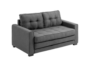 Canapé droit convertible 2 places - dossier capitonné - 147,5 x 75 x 85 cm - gris