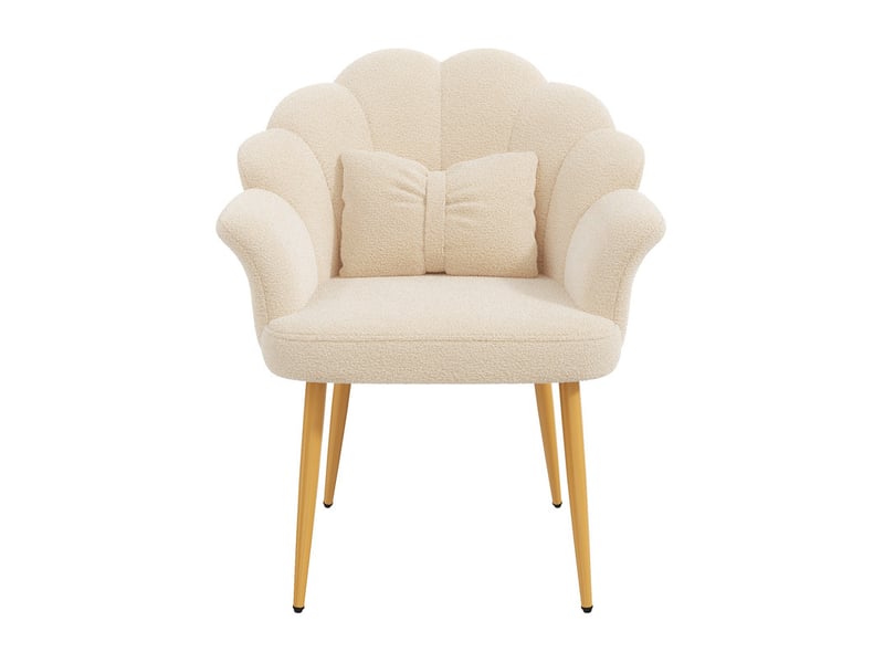 Lot de 4 fauteuils modernes – rembourrés – pieds en métal doré – dossier en forme d'arc – beige - Conforama D