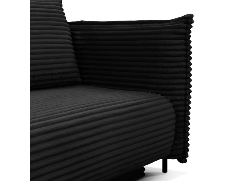  Canapé sorrento - velours côt. Noir - droit - convert. - 3pl 3CA60.AM.3D.C.20 - Conforama C