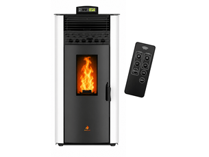 Poêle à granulés étanche emma 10 kw + télécommande - blanc