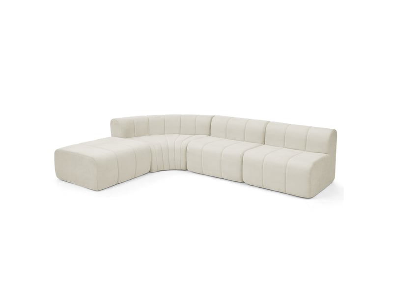 Canapé d’angle modulable 4 places, modules sans dossier multifonctions  - chenille beige  - Conforama A