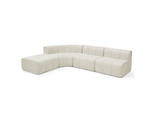 Canapé d'angle compressé gauche fixe <strong>STILVORA</strong> <strong></strong> 4 places Tissu Beige