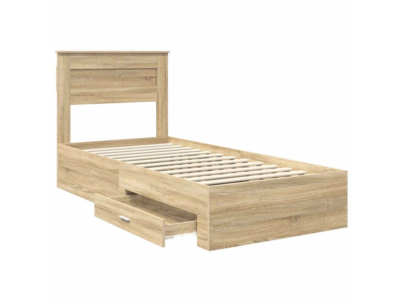  Lit simple- lit adulte -  cadre de lit chêne sonoma 100 x 200 cm bois d'ingénierie  - Conforama D