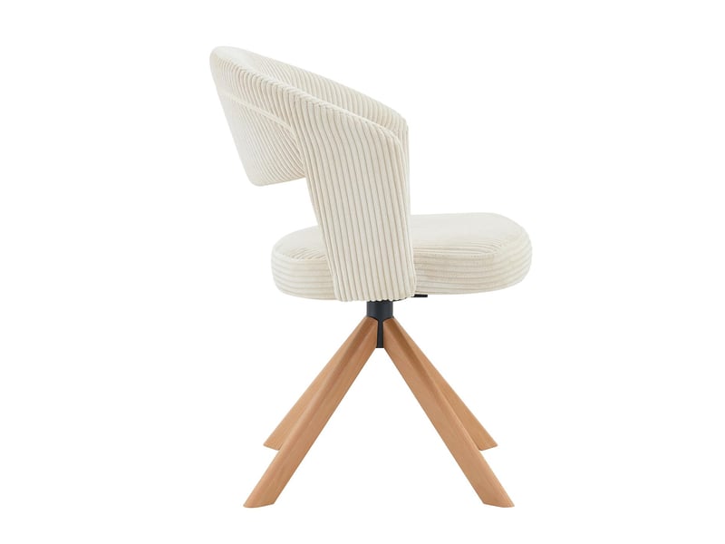  Lot de 2 chaises de salle à manger pivotantes à 360° en velours côtelé blanc crème W3658P401308 - Conforama B